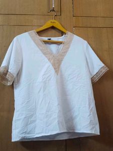 White Top with Lace Trim