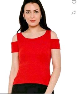Red Cold Shoulder Top