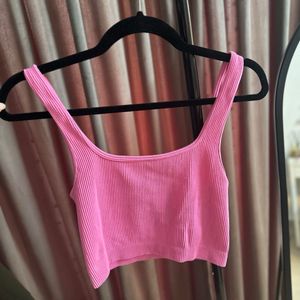 Zrara Pink Ribbed Tank Top M-L