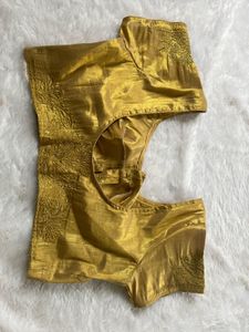 Black &amp; Golden Border Silk Saree + Blouse