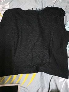 Black Textured Long Sleeve Top