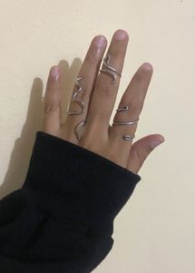 Y2k Silver Ring Set