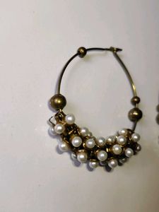 Pearl Beaded Hoop Earrings