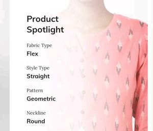 Peach Printed Kurta (with Button Placket)