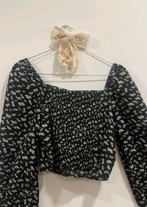 RARE Brand Women&#39;s Floral Black Top