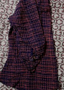 Blue &amp; Pink Plaid Button-Up Tunic