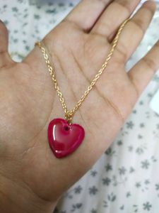 Pink Heart Locket With Studs