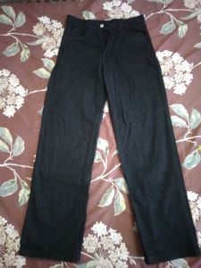 High Rise Straight Fit Black Jeans