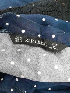 Zara Navy Blue Printed Dress For Women