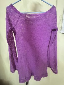 Purple Lace Sleeve Dress