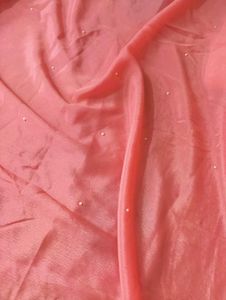 Peach Chiffon Saree with Silver Border