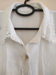 Lace Colar White Tops