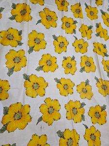 Floral print yellow Silk Fabric