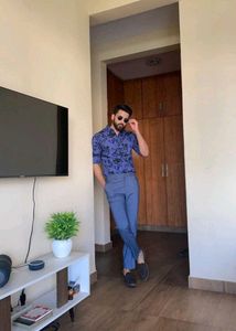 Pure Cotton Semi Formal Slim Fit Shirt For Men