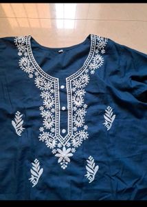 Embroidered  Chikni Kari Kurti Set