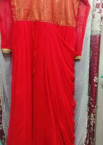 Heavy Party Wear Gown With Side Frill ❤️
