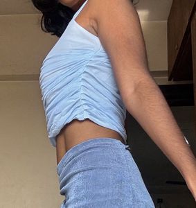 Baby Blue Ruched Crop Top