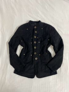 soft suede black fitted jacket bust 34