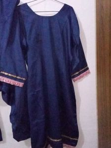 Navy Blue 3xl Pink Salwar Kameez Satin Heavy