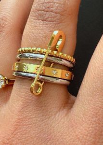 Stackable Rings Safety pin - Gold &amp; Silver