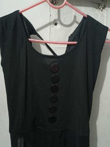 Black Button-Down Sheer Dress
