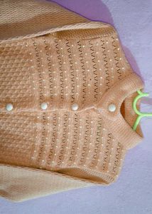 Coral Puffer Jacket With Pink Sweater 💗✨