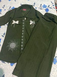 Green Embellished Co-ord Set