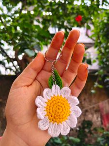 Handmade Crochet Rose Keychain