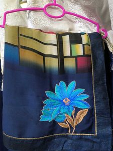 Elegant Blue Floral Saree