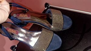 Shuz Touch Blue Rhinestone Heels Size 36
