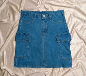 Distressed Denim Mini Skirt