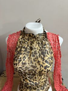 🐆🩷 y2k crochet leopard print mix top 🩷🐆
