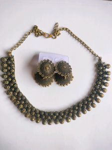 Brass Oxidised Jewellery Set