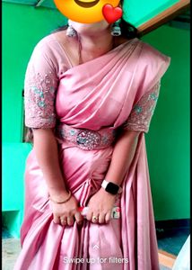 New Saree With Netted Blouse And Belt