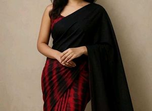 Elegant Black & Red Saree