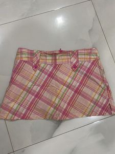 Pink Plaid Mini Skirt