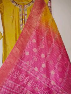 Silk Kurta Set With Dupatta And Pant