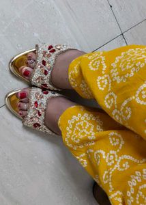 Stone Work Heels Slipper  For Women