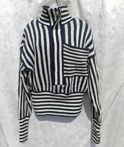 Y2k Striped Zip-up Stylish Knit Sweater 💙