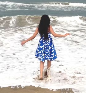 Blue & White Print Sundress