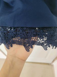 Navy Lace Trim Cami Top