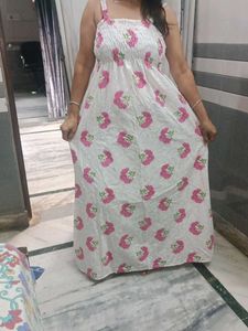 Floral Print Smocked Maxi Dress