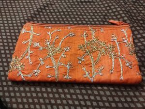 New Embroidered Orange Pouch