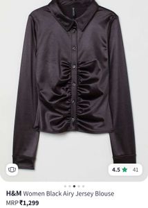Hnm Black Airy Jersey Blouse