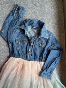Imported Denim &amp; Tulle Dress