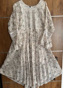 Flared Flower Print One Pice Or Kurti