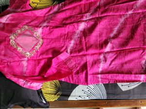 Pink Kurta And Peach Dupatta Set