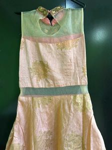 Elegant Peach And Golden Gown