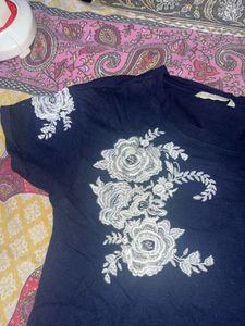 Flower Embroidery T Shirt