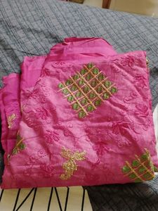 Pink Embroidered Saree